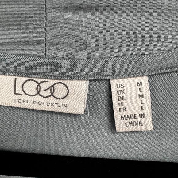 Logo Gray Green Print Long Sleeve Single Front Clasp Cardigan Womens Medium - Picture 8 of 8